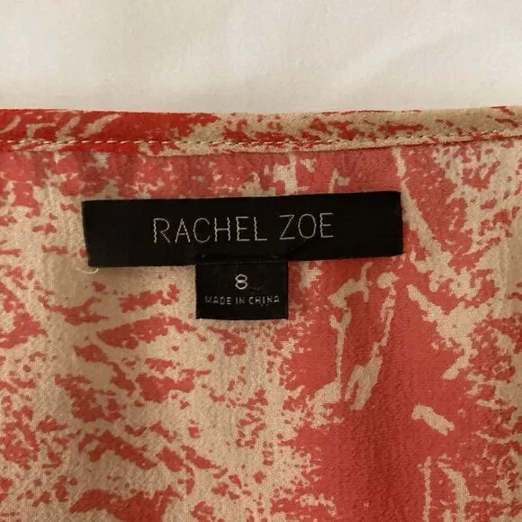 Rachel Zoe Silk Blouse SIZE 8 Sheer Dolman Long Sleeve Abstract Art to Wear - Picture 5 of 11